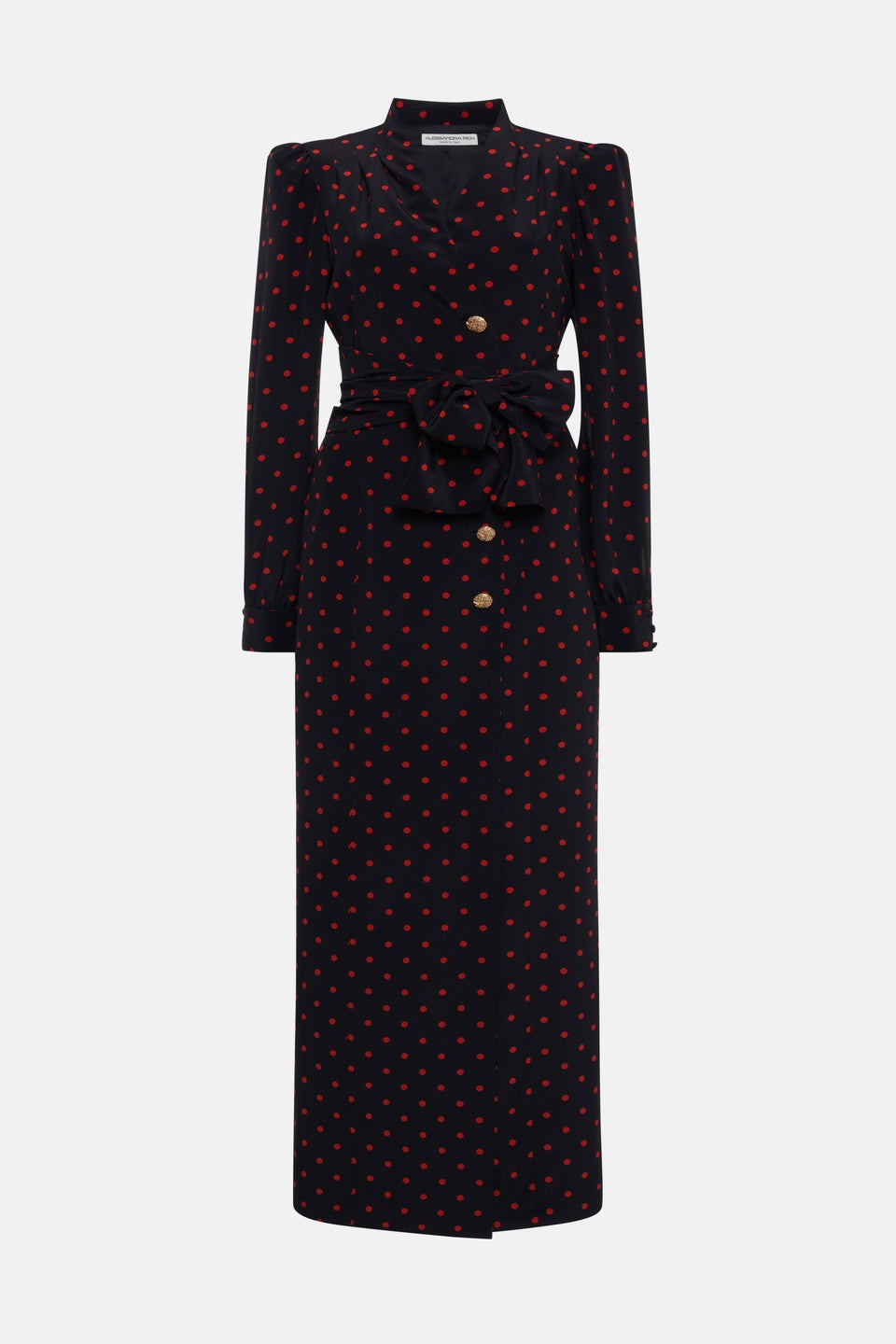 POLKA DOT PRINT SILK DRESS WITH BELT - 1
