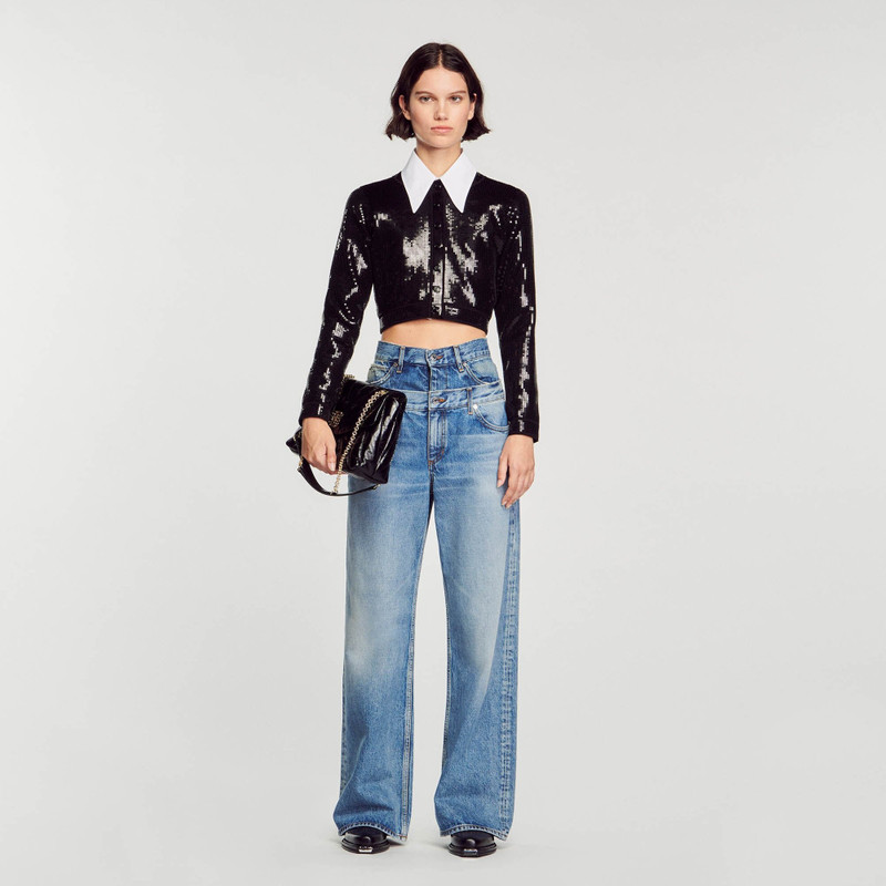 Sandro CROPPED SEQUIN CARDIGAN outlook