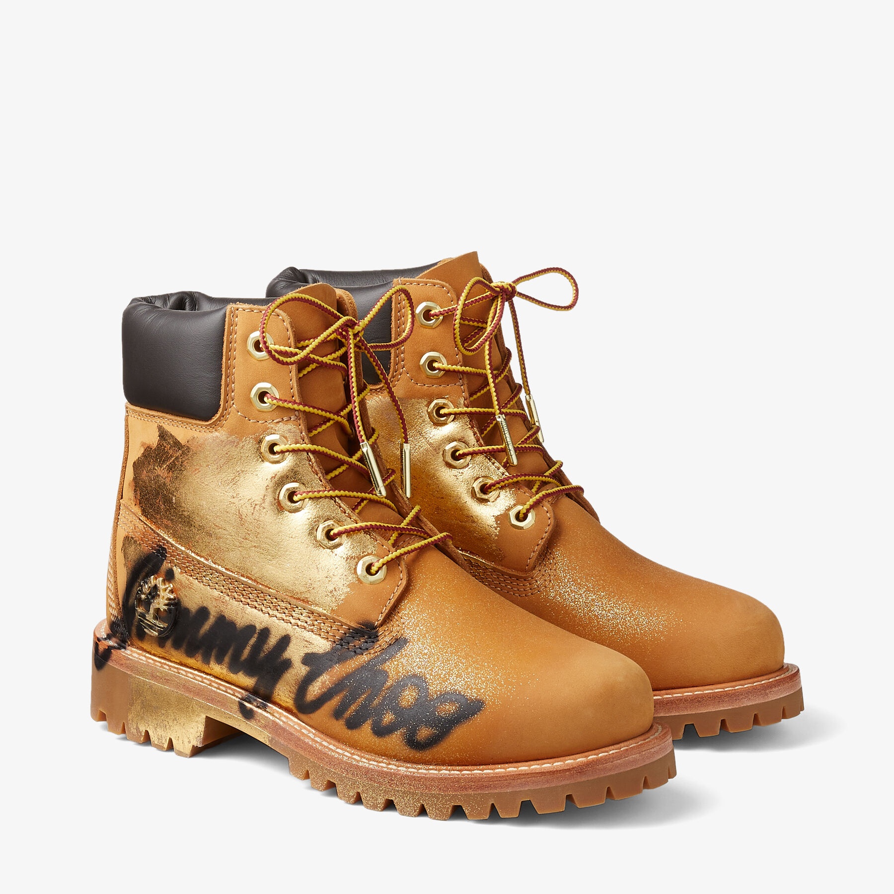 JIMMY CHOO X TIMBERLAND 6 INCH GRAFFITI BOOT
Wheat Timberland Nubuck Ankle Boots with Jimmy Choo Gra - 3