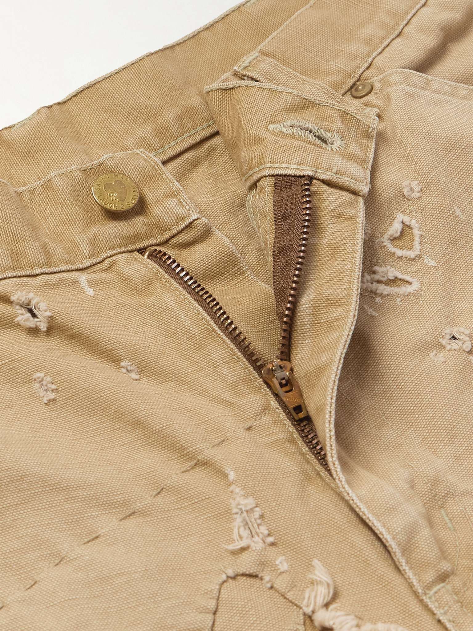 Bootcut Distressed Cotton-Canvas Trousers - 6