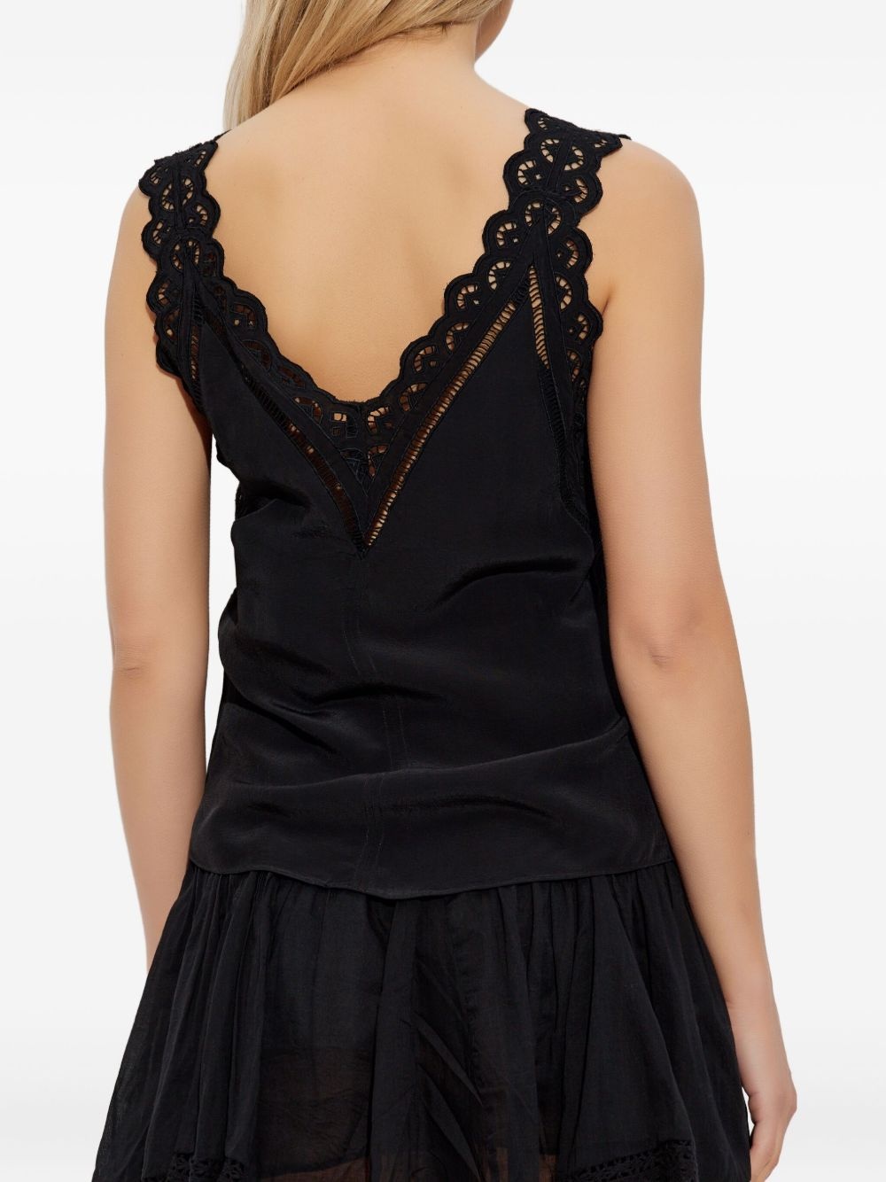 lace-trimmed sleeveless top - 4
