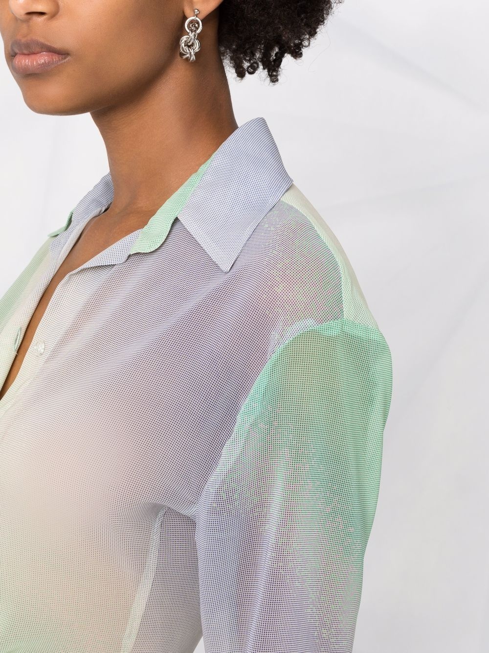 gradient mesh button-up shirt - 3