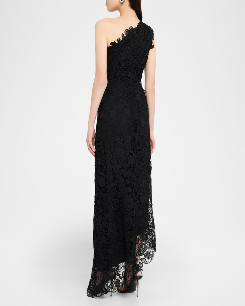 Asymmetric Guipure Lace One-Shoulder Fown 3