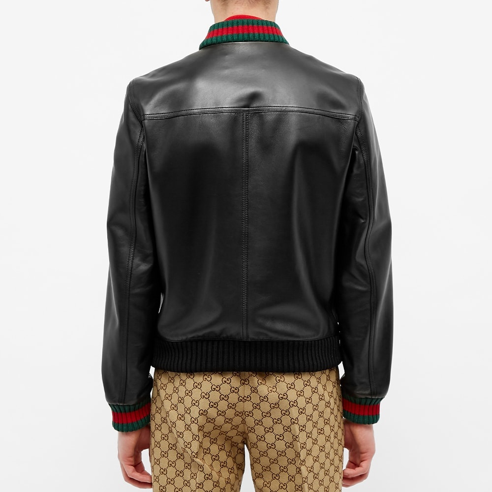 Gucci GRG Taped Leather Bomber Jacket - 6