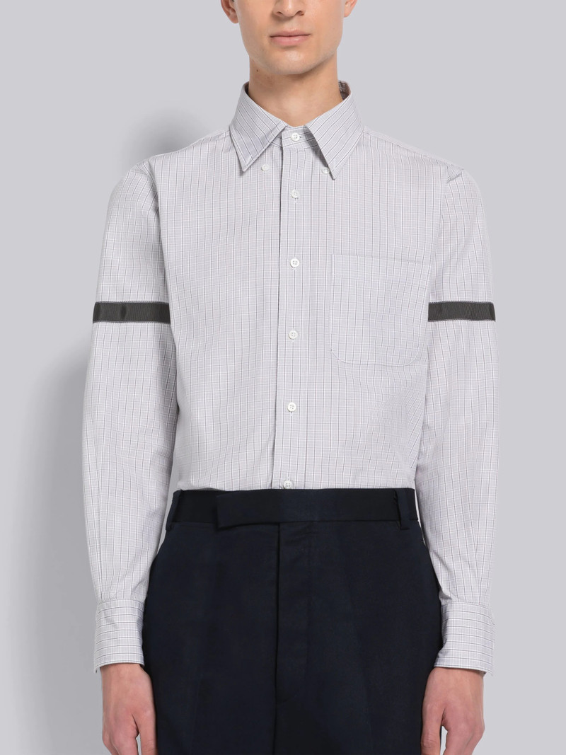 Micro Check Poplin Grosgrain Armband Straight Fit Shirt 1
