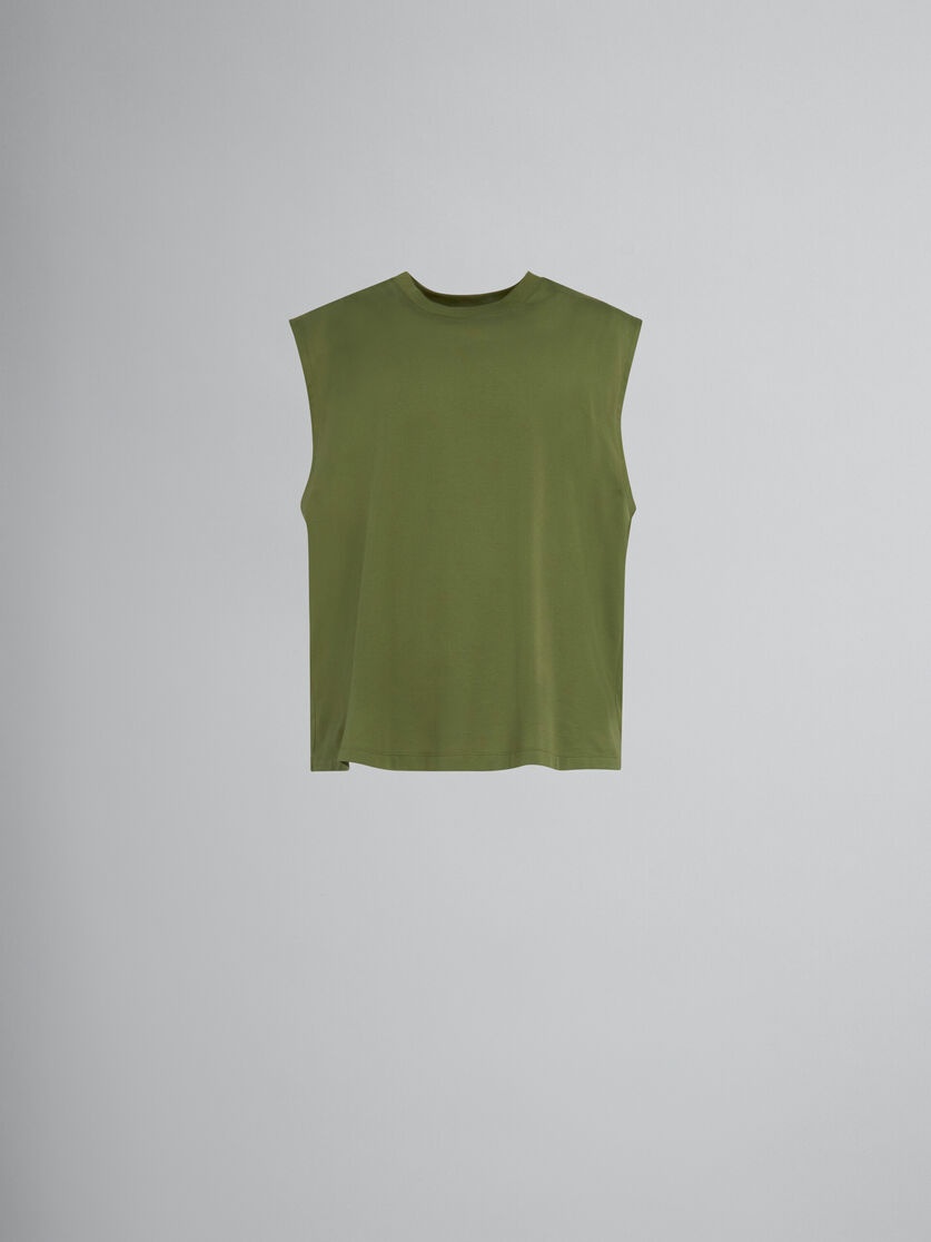 GREEN BIO COTTON TANK TOP WITH MARNI DRIPPING PRINT - 1