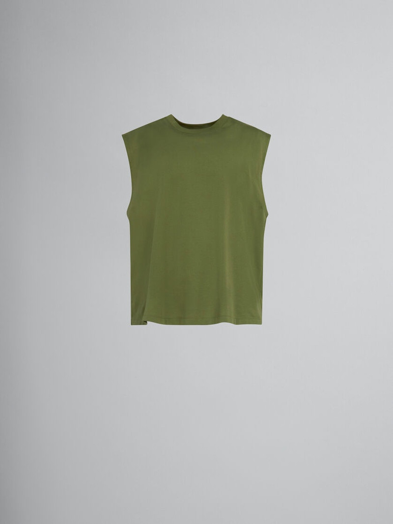 GREEN BIO COTTON TANK TOP WITH MARNI DRIPPING PRINT 1