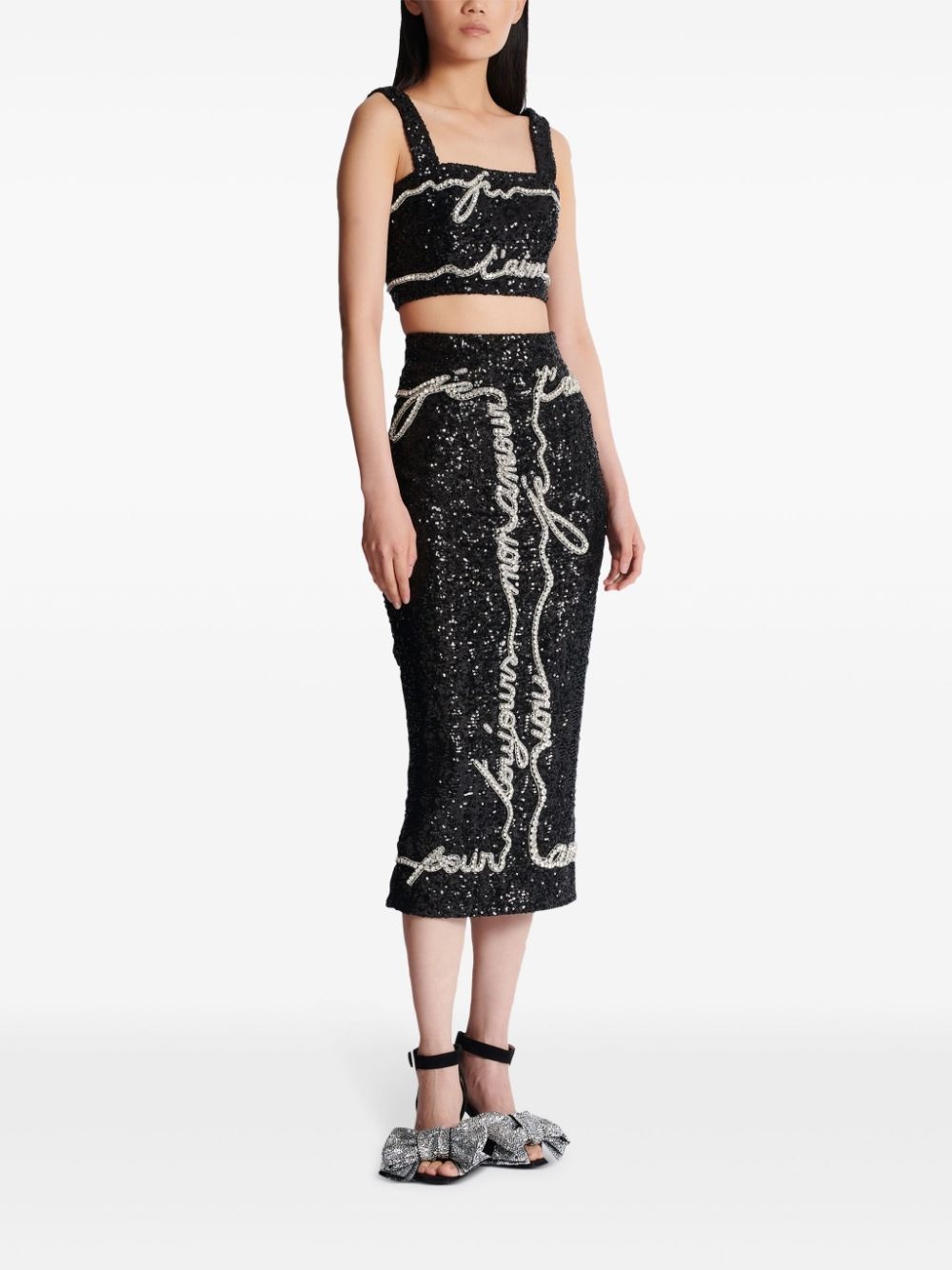 sequinned cropped top - 3