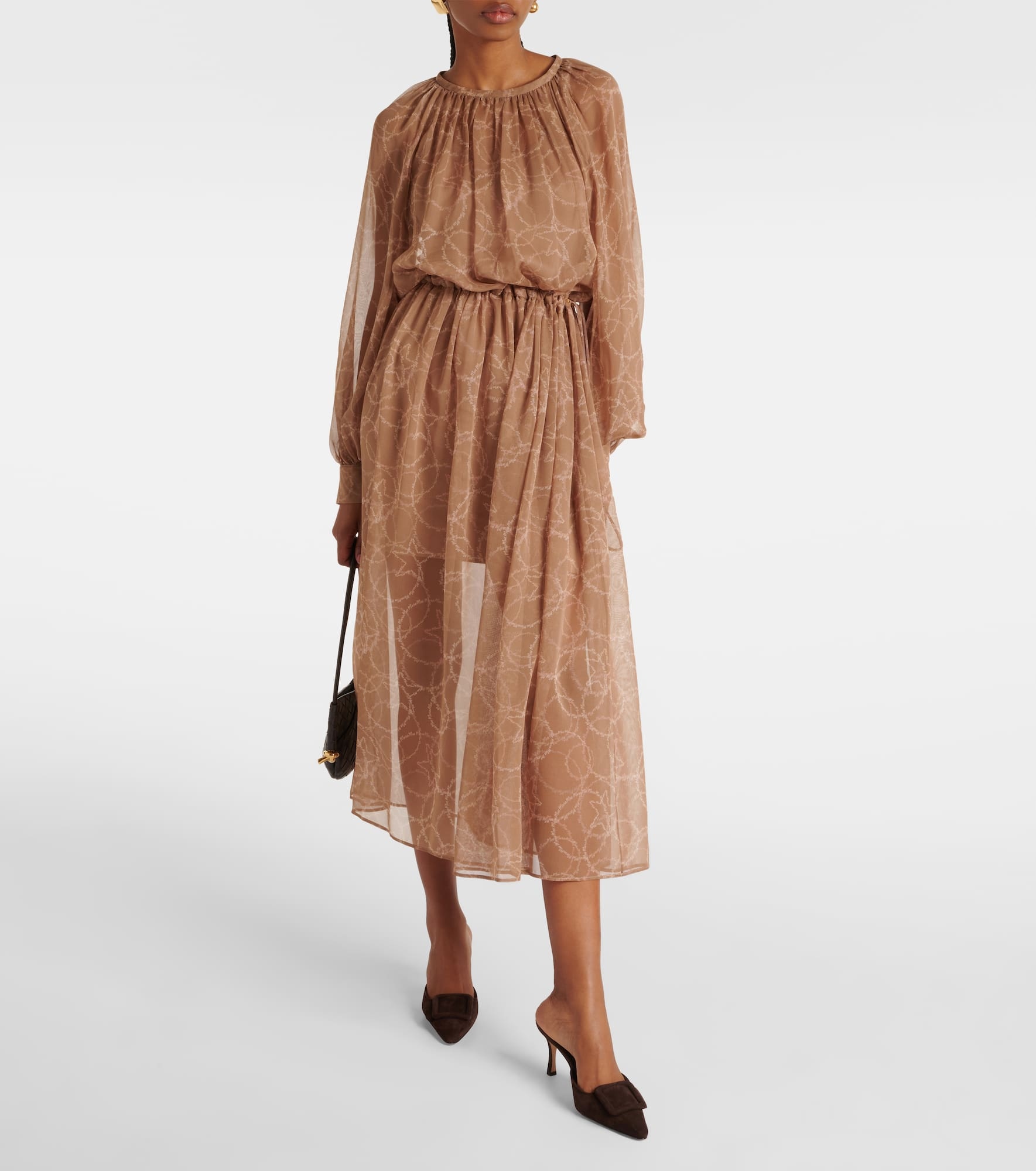 Sheer silk georgette midi dress - 2