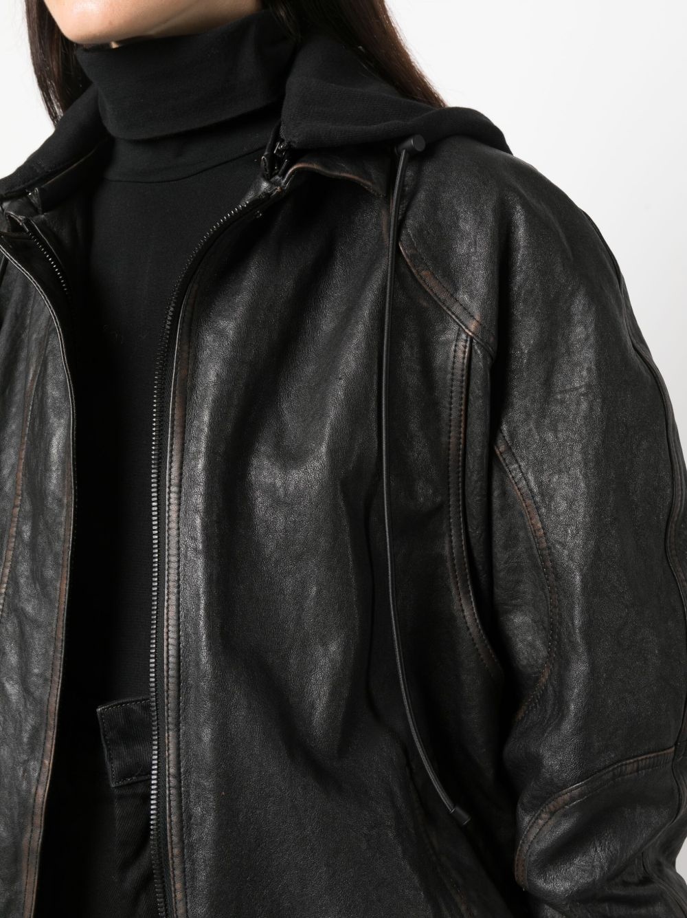 Batumi drawstring-hood leather jacket - 5