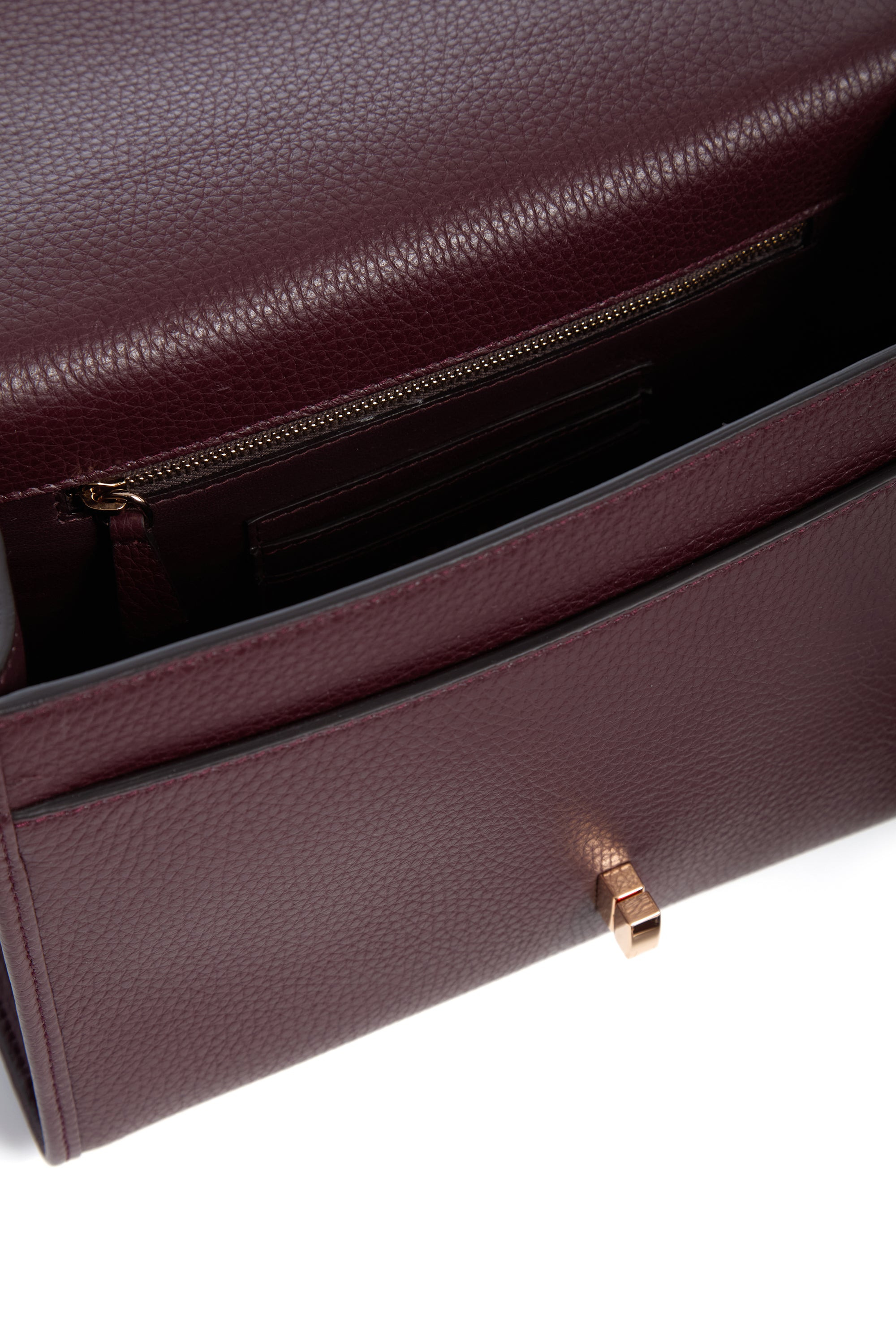Medium Leonora Flap Bag in Bordeaux Textured Leather - 3