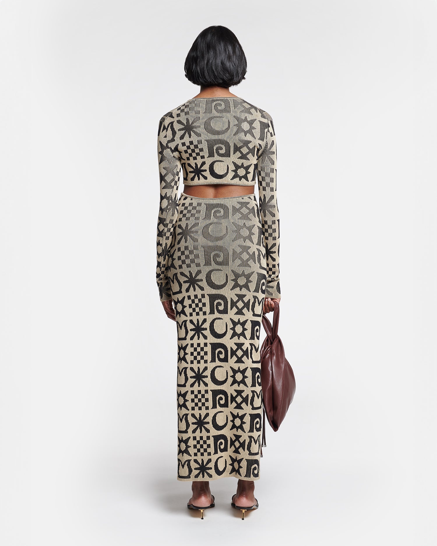 Cut-Out Rib-Jacquard Midi Dress - 3