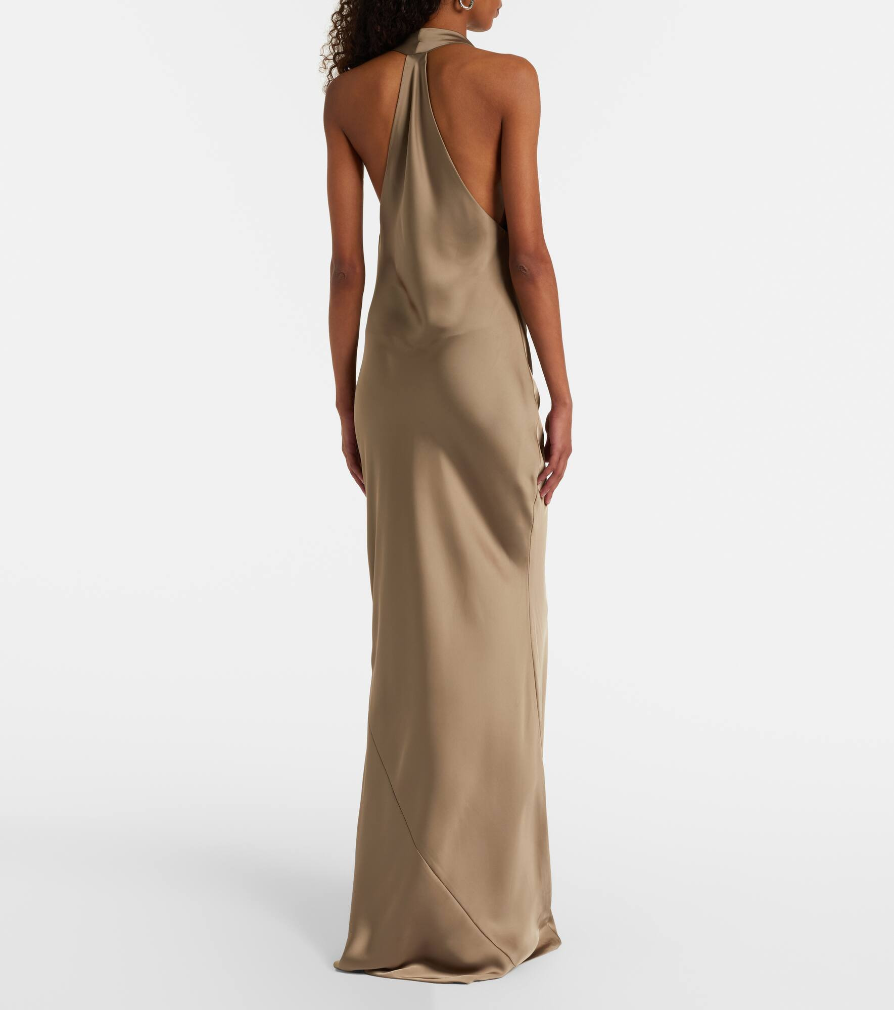 Bias draped halterneck satin gown - 3