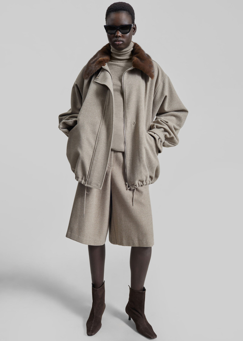 Hemavan Faux Fur Lined Jacket - Taupe 3