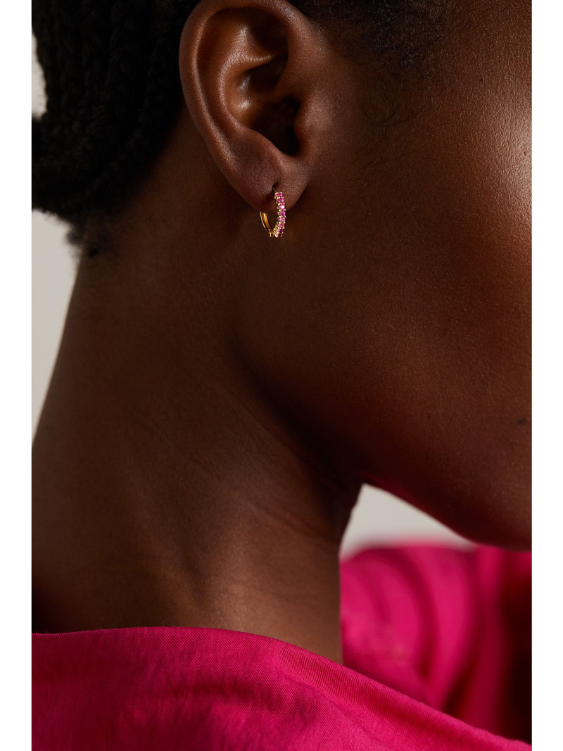 MATEO 14-karat gold sapphire hoop earrings Red outlook
