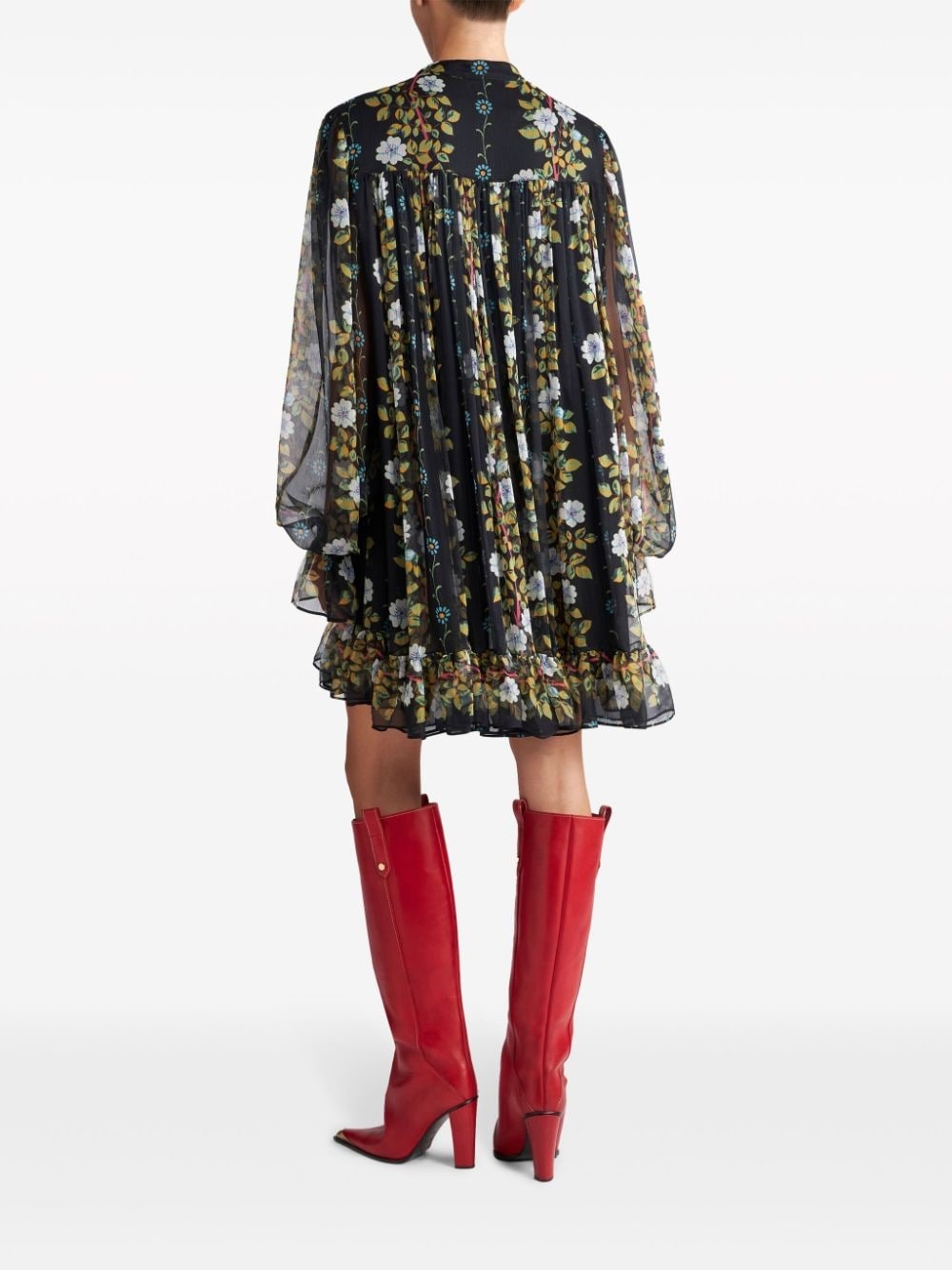 floral-print silk dress - 3