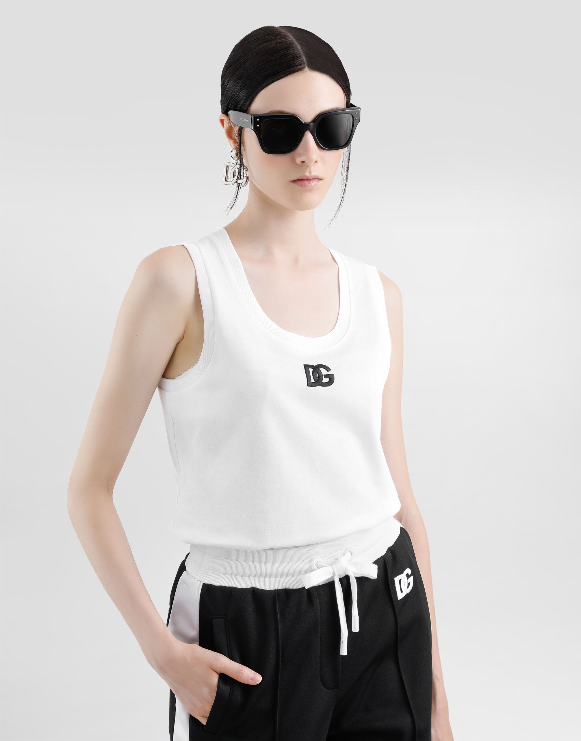 Oversize jersey tank top with DG logo embroidery - 5