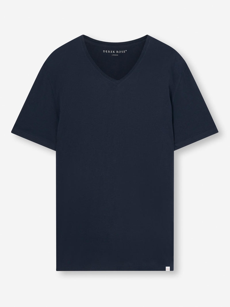 Men's V-Neck T-Shirt Riley Pima Cotton Navy - 1