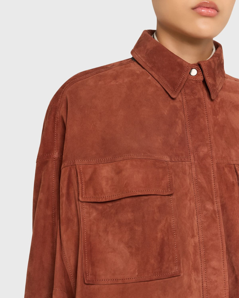 Suede Short-Sleeve Oversized Utility Shirt 5
