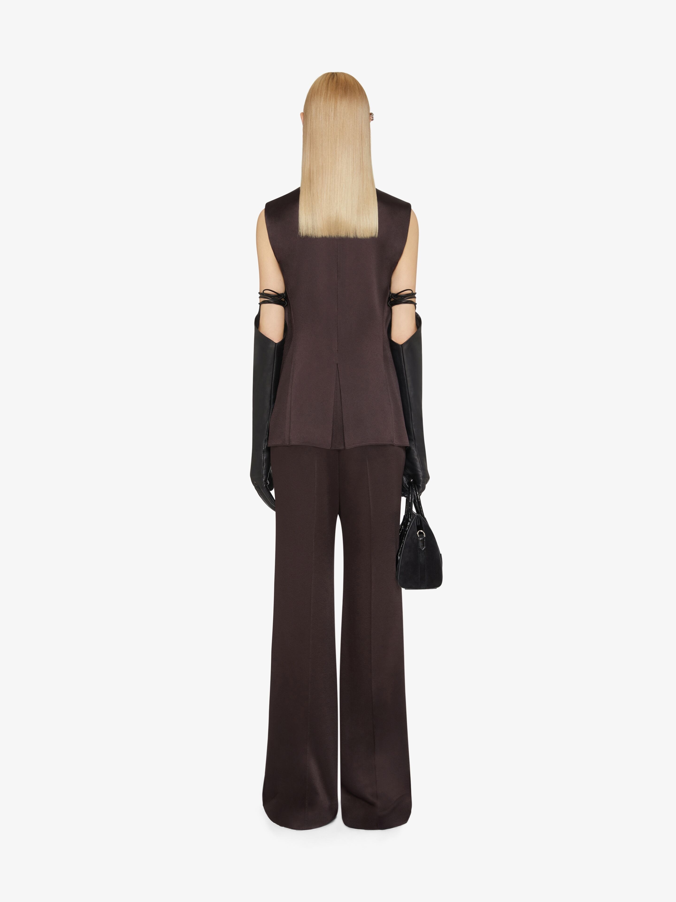 TOP IN CREPE WITH SATIN BACK WITH BUTTONS AND PLEATED EFFECT - 4
