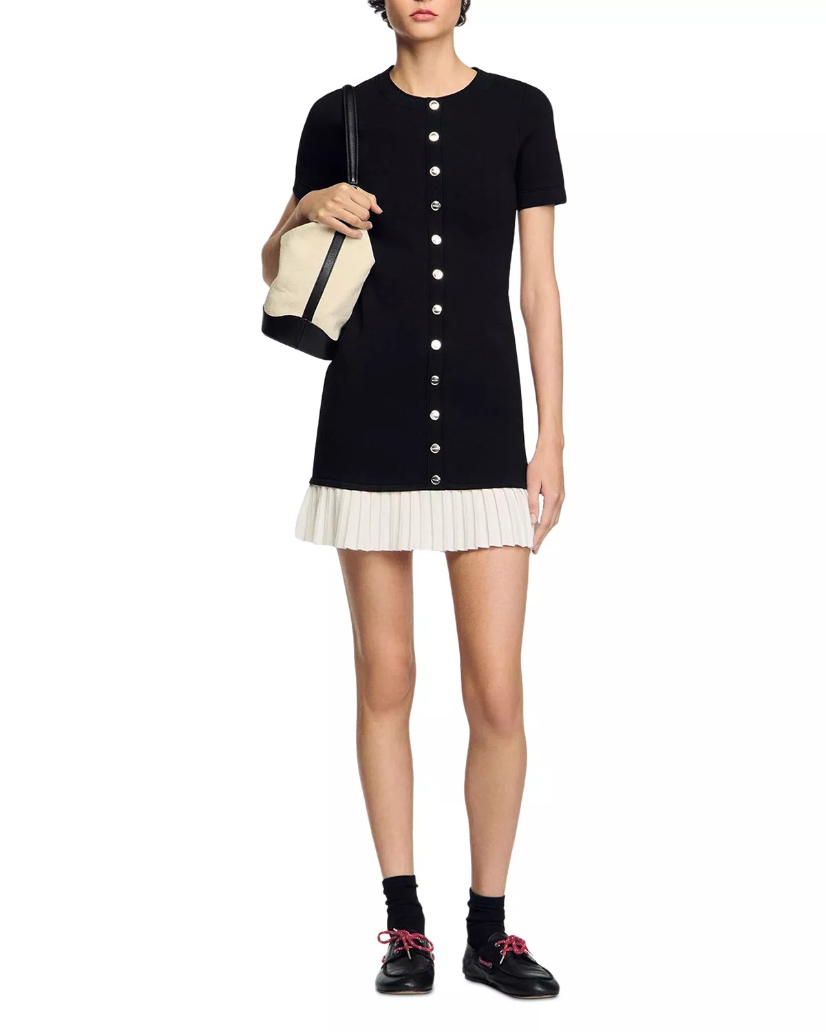 Short Knit Dress with Ruffle - 2