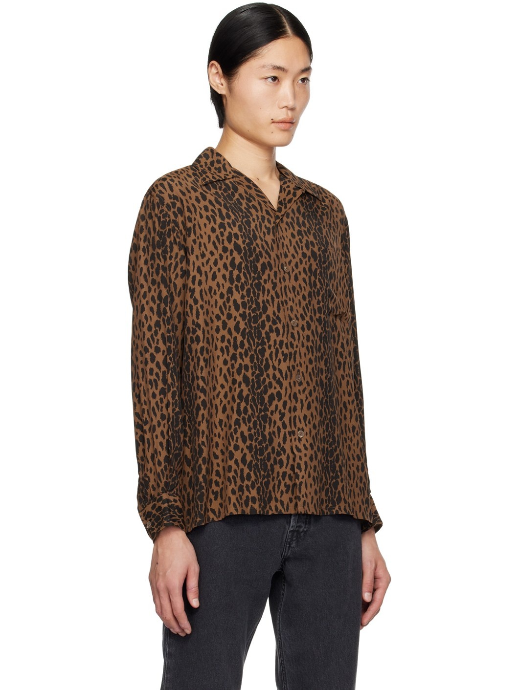 Brown Open Collar Shirt - 2
