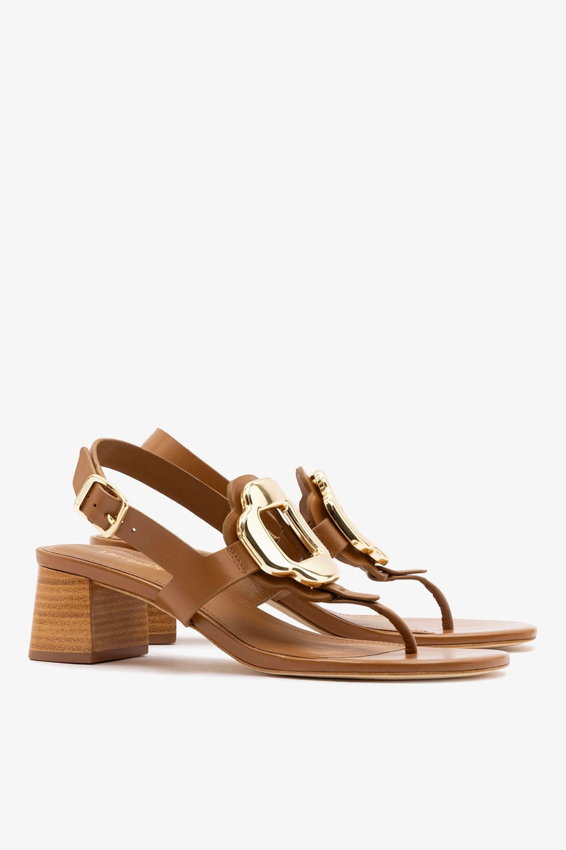 Margherita Block Thong Sandal Caramel Leather 3