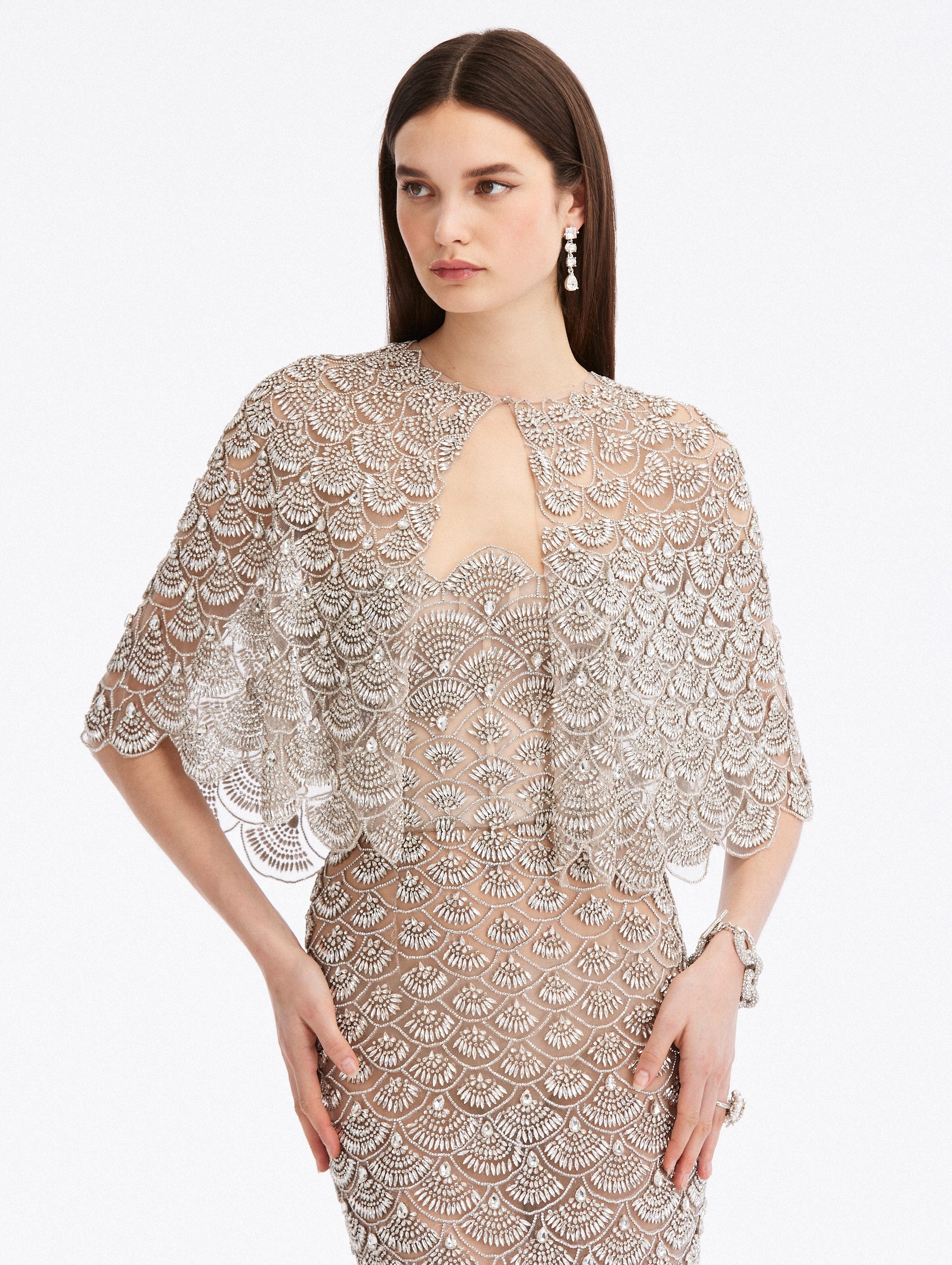 CRYSTAL SCALLOP TULLE JACKET - 1