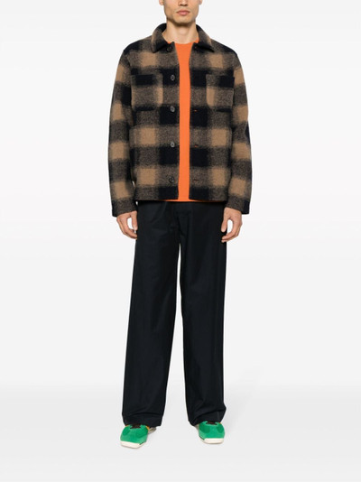 Universal Works check-pattern felted shirt jacket outlook