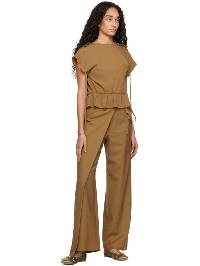 MM6 Maison Margiela Khaki Satin Anatomic Logo Ballerina Flats outlook