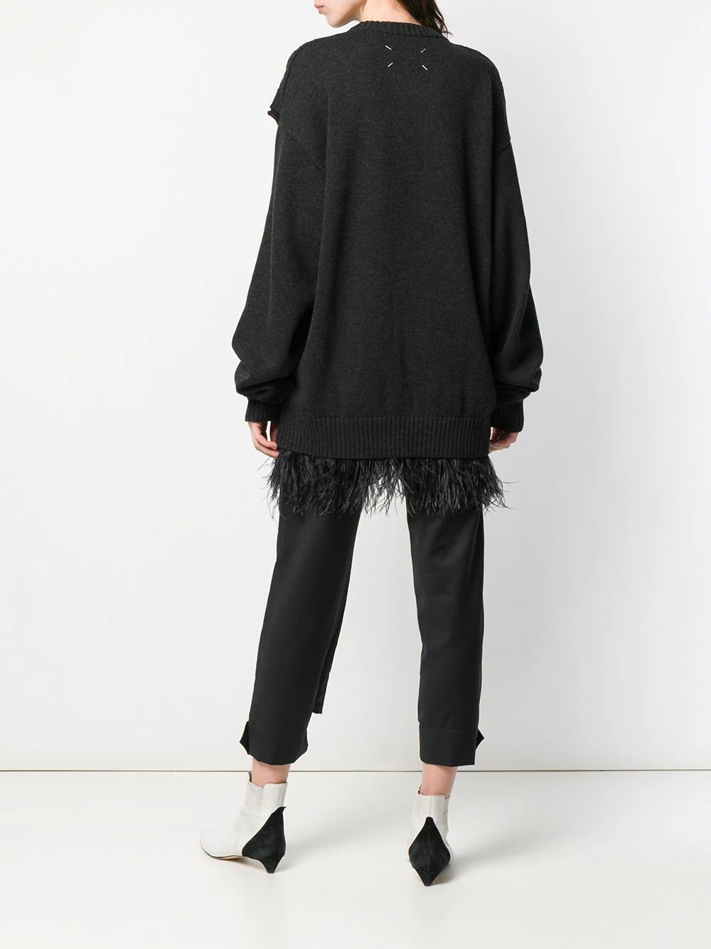 oversized feather trim sweater - 4