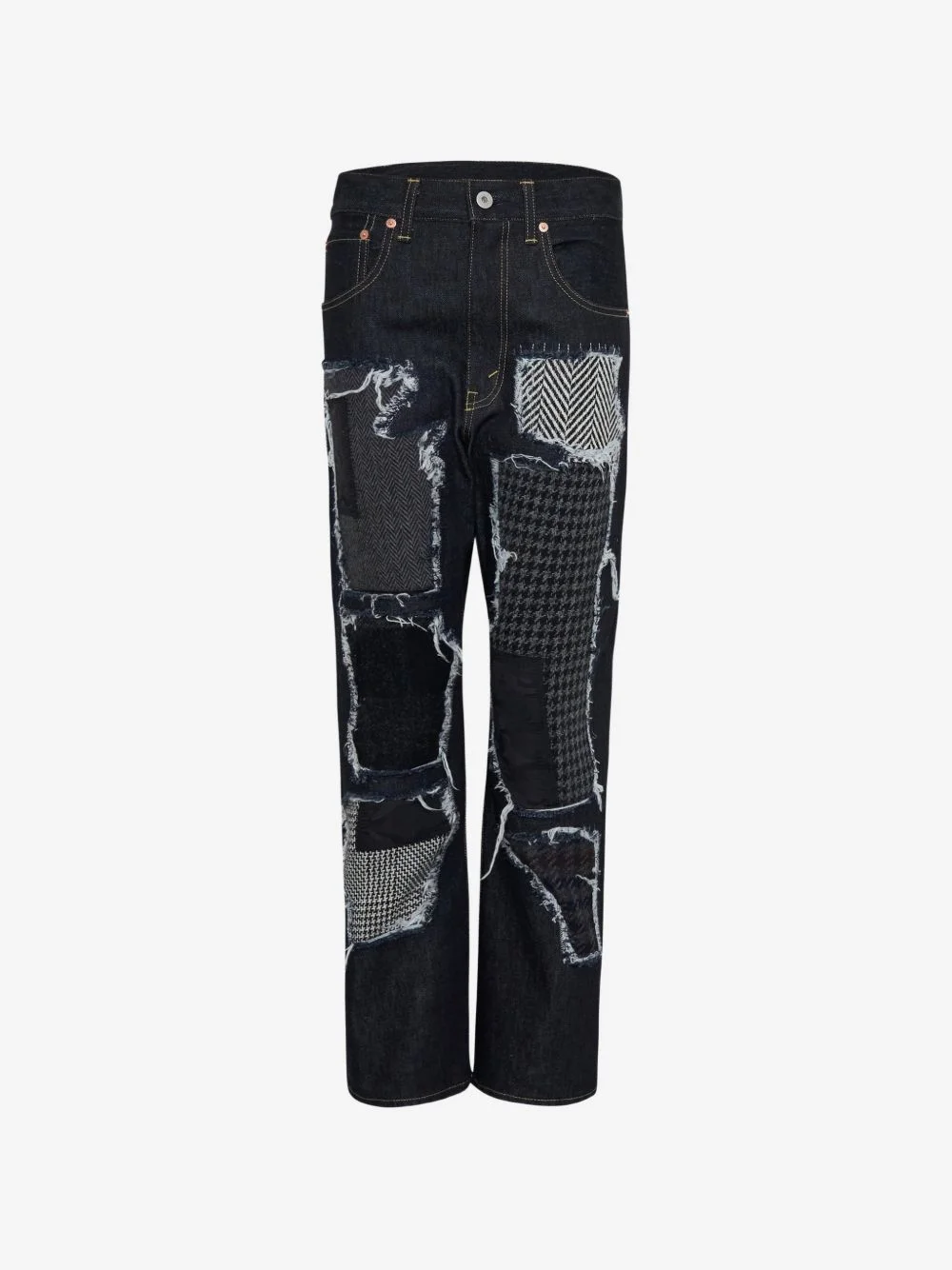 patchwork-design jeans - 1
