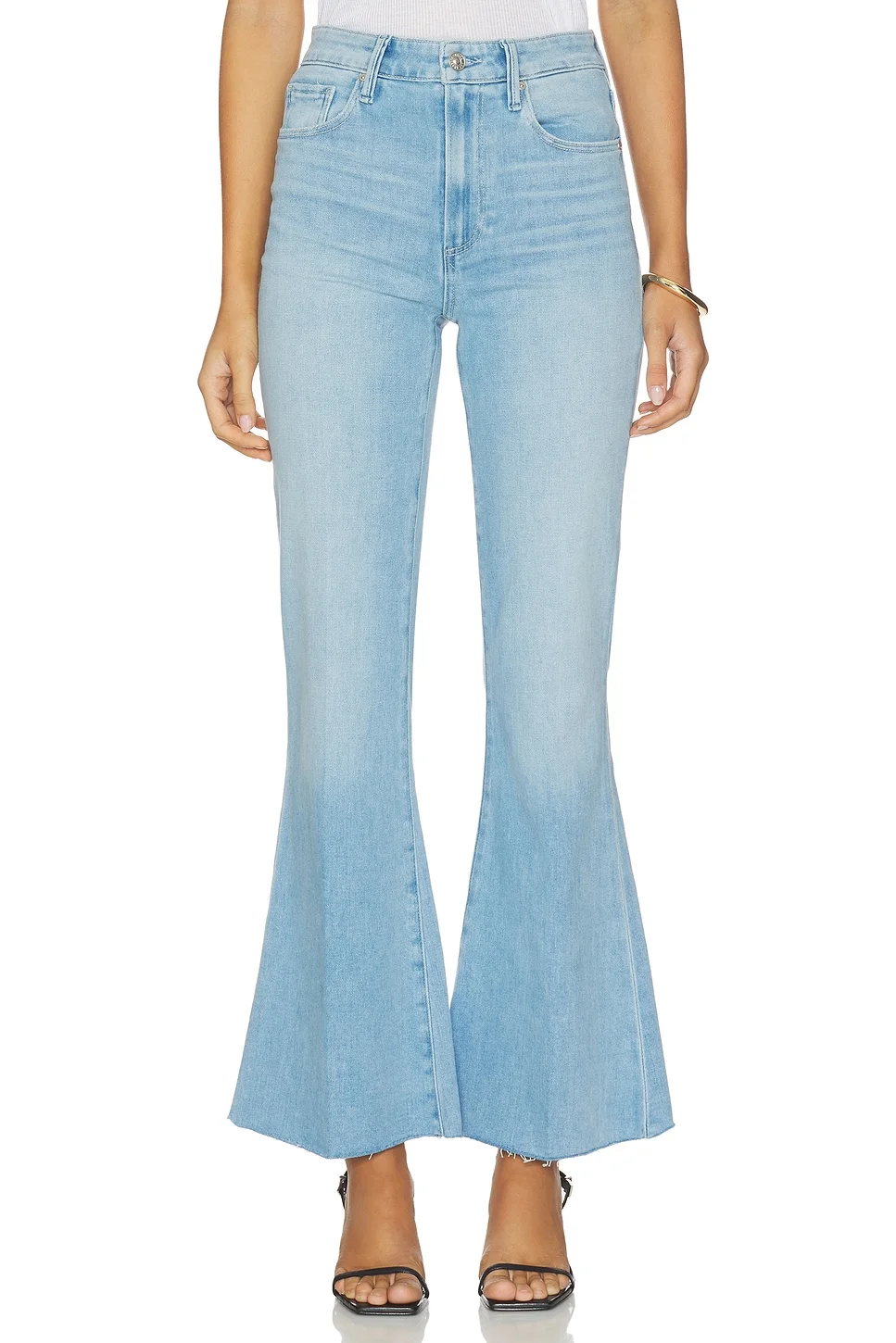 Marlow Skimmer Undone Hem Seamed Belt Loops Flare Jeans - 1