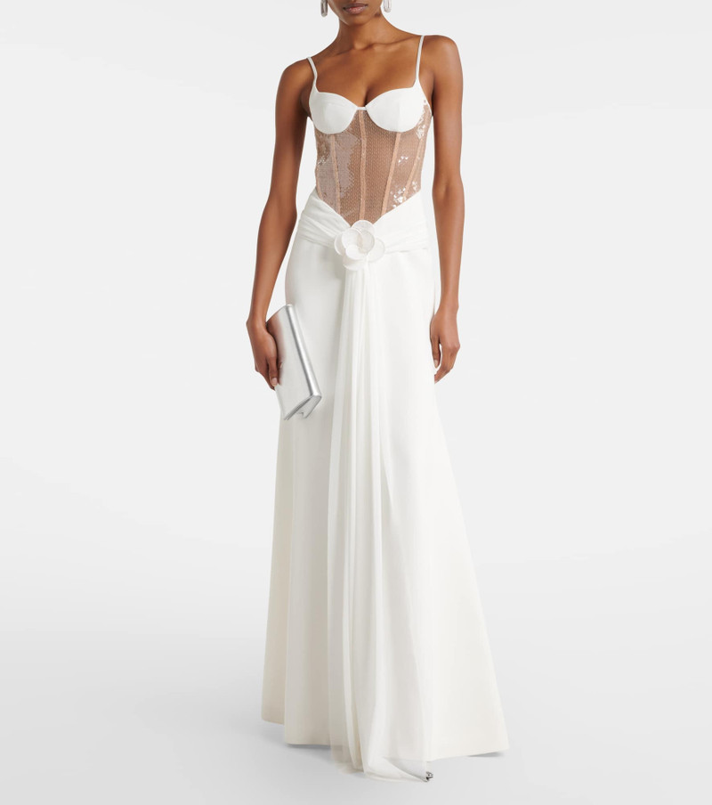 David Koma Floral-appliqué sequined bustier gown outlook