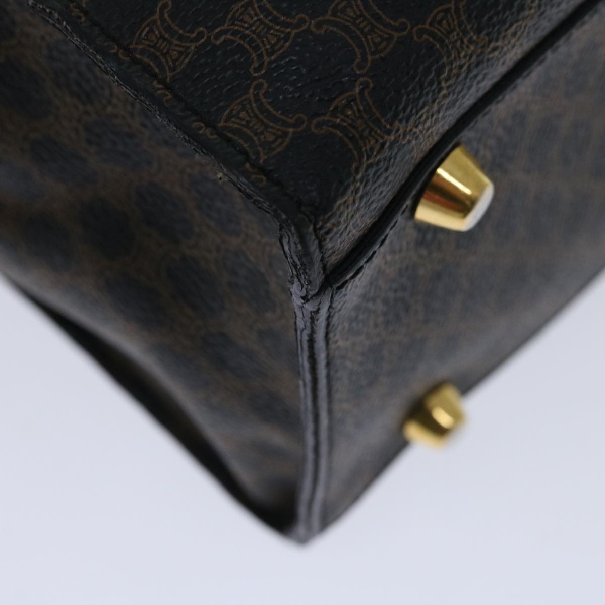 CELINE Macadam Canvas Hand Bag Pvc Brown Black - 8