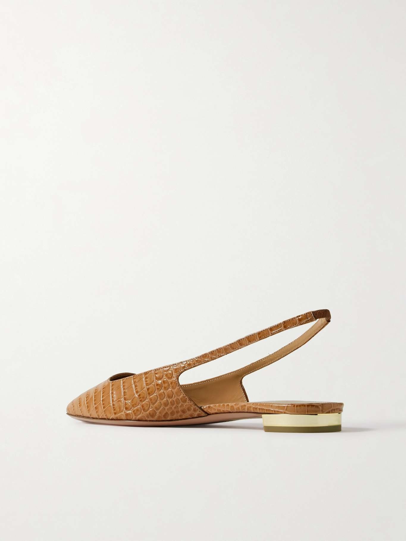 + Alex Rivière croc-effect leather slingback flats - 3