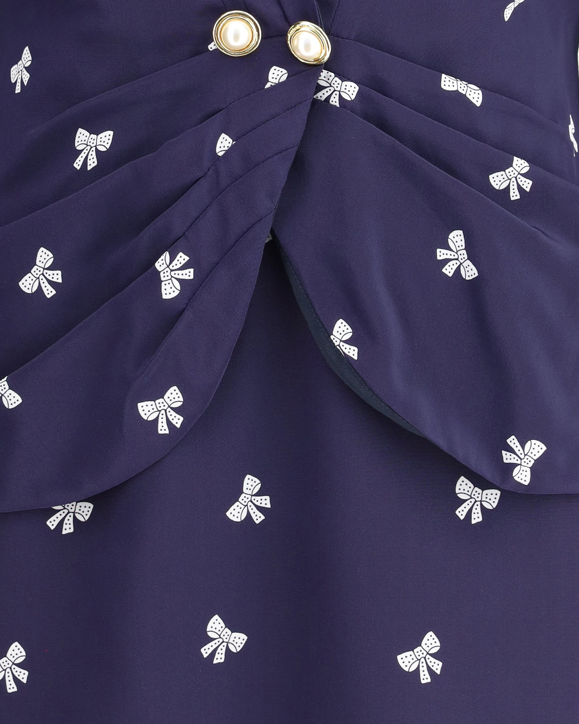 Bow patterned short Dress - 3