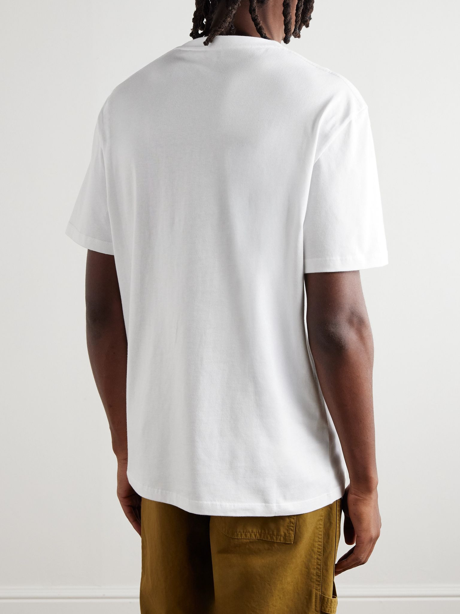 Logo-Embroidered Appliquéd Stretch-Cotton Jersey T-Shirt White - 3