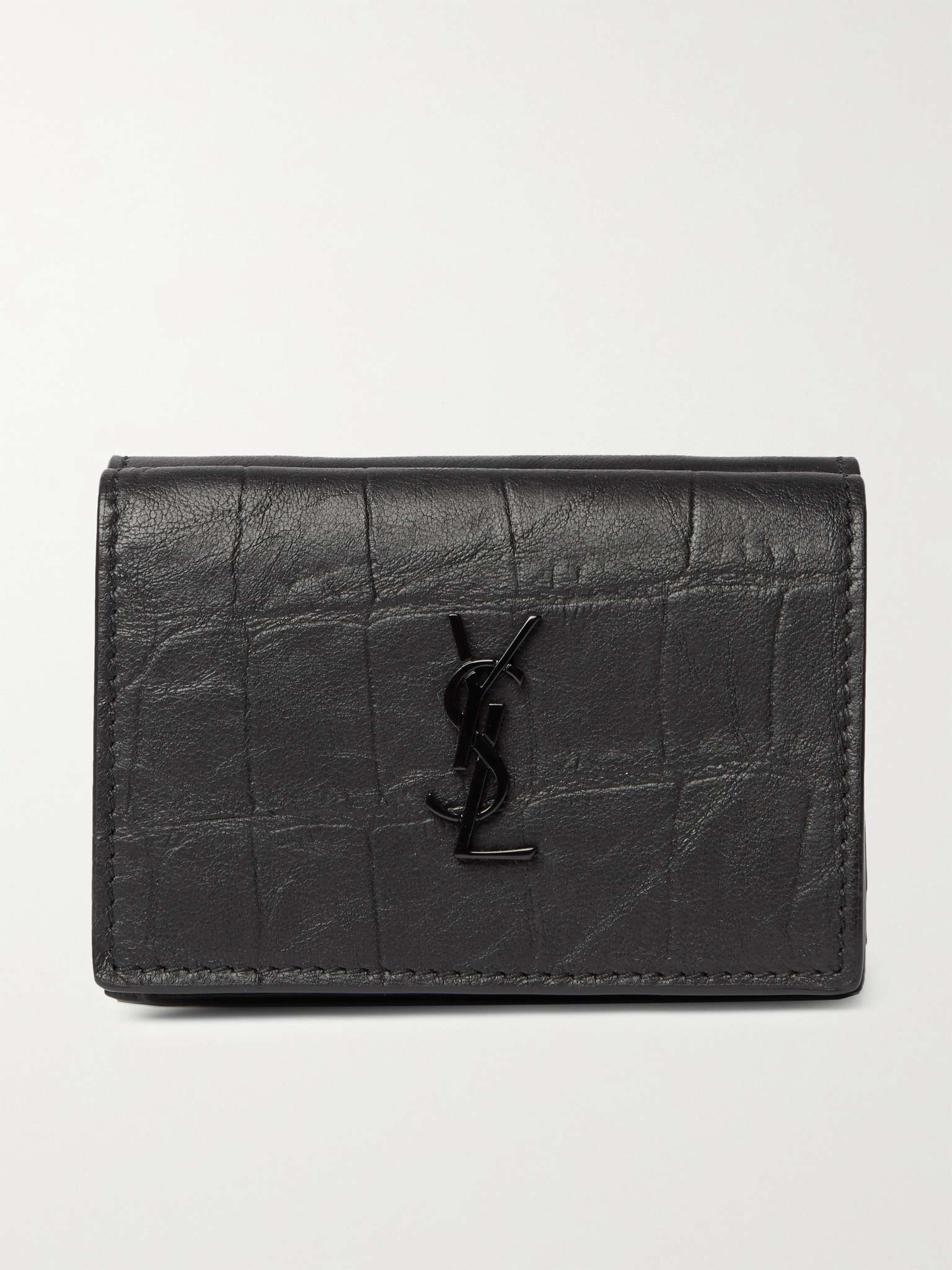 Logo-Appliquéd Croc-Effect Leather Trifold Wallet - 1