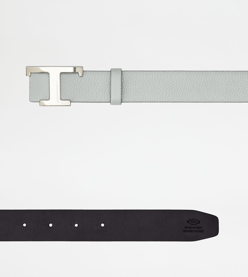 T TIMELESS REVERSIBLE BELT IN LEATHER - GREY, BLUE 3