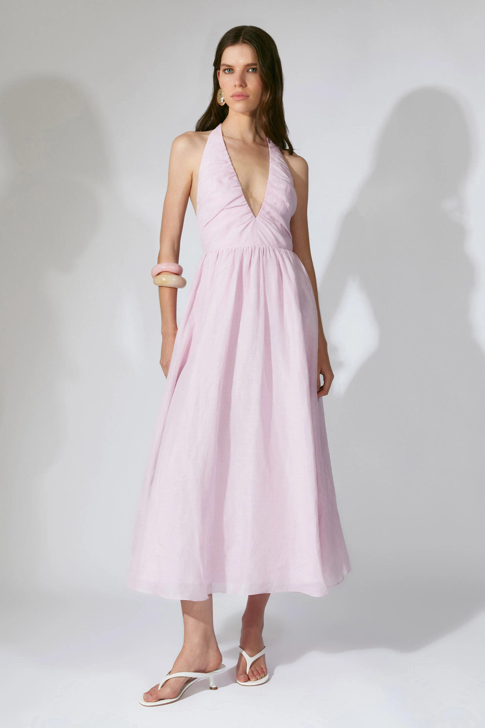 Dorota Halter Neck Midi Dress In Bliss Pink - 1