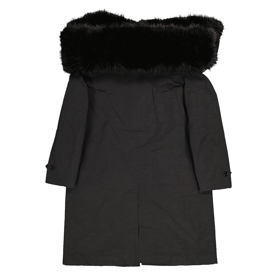 Burberry Men's Black Deconstructed Faux Fur Nylon Coat - 8