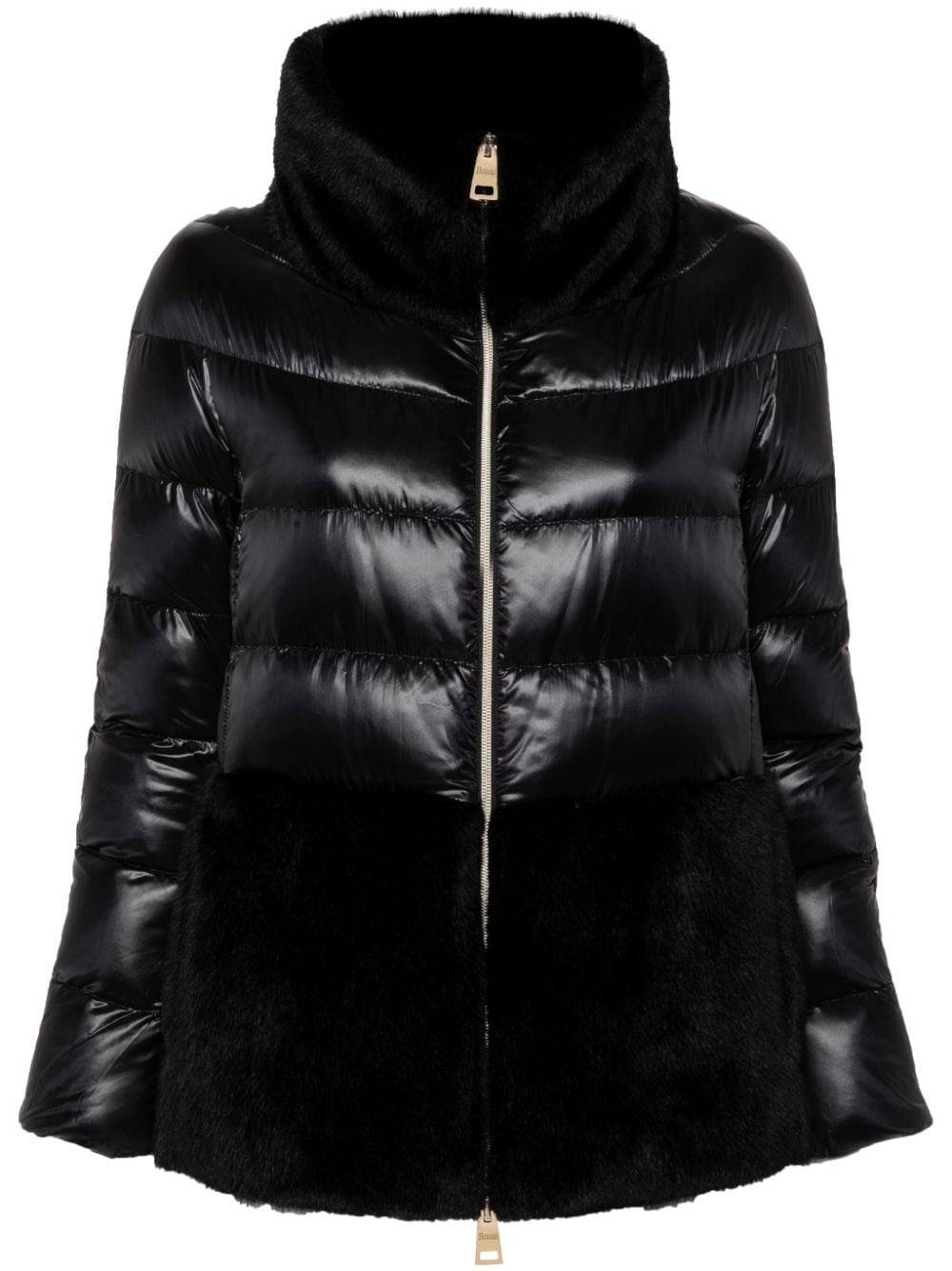 faux-fur quilted down jacket - 1