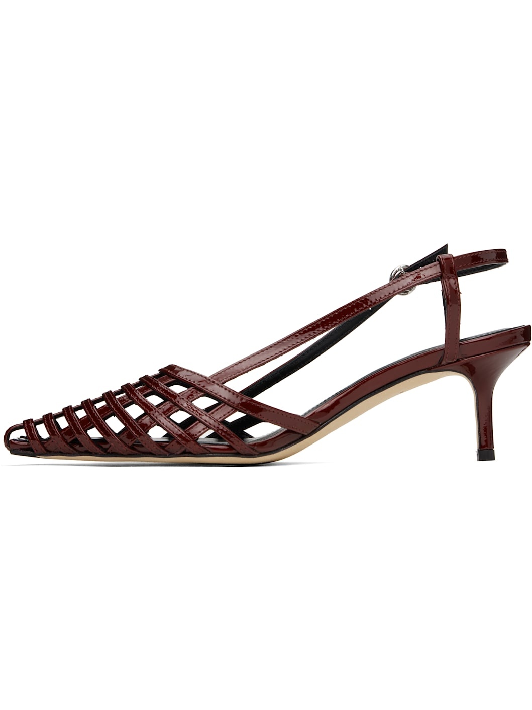 Red Helit Leather Slingback Heels - 3