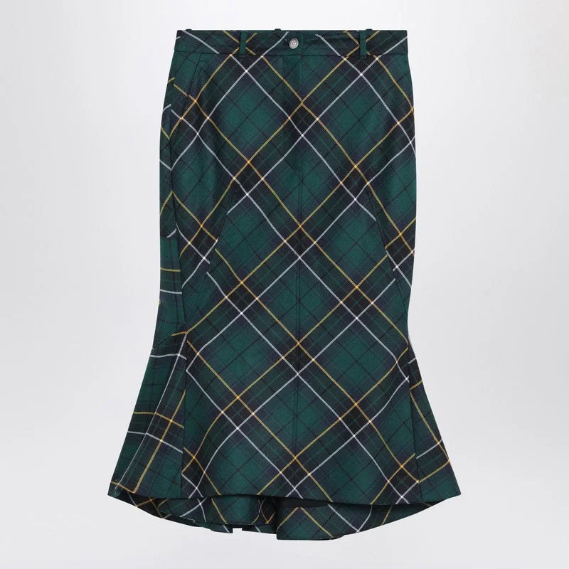 Alexander Mcqueen Flared Skirt In Wool Tartan Women - 1