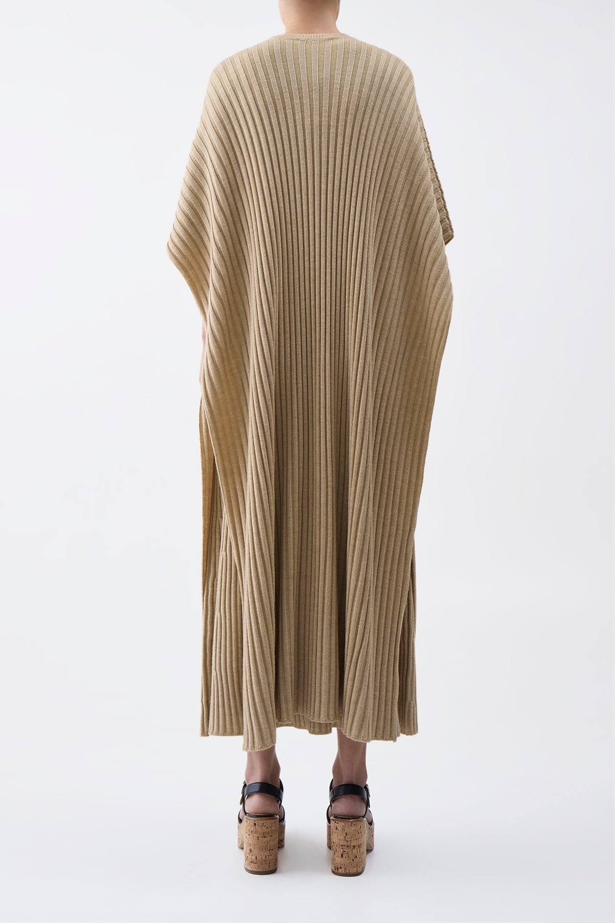 Taos Knit Poncho in Hay Merino Wool Cashmere - 4