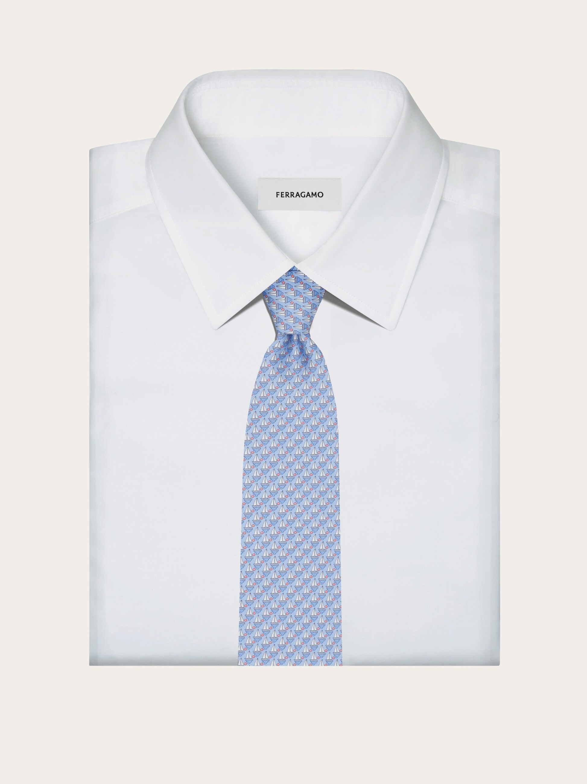 Sailing boat print silk tie - 4