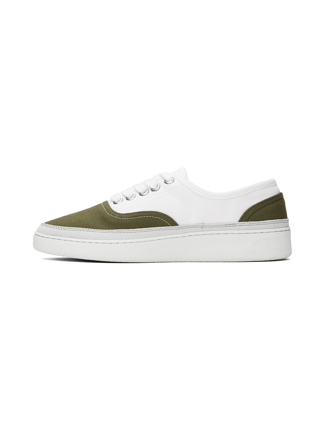 White & Khaki Plain Simple Sneakers - 3