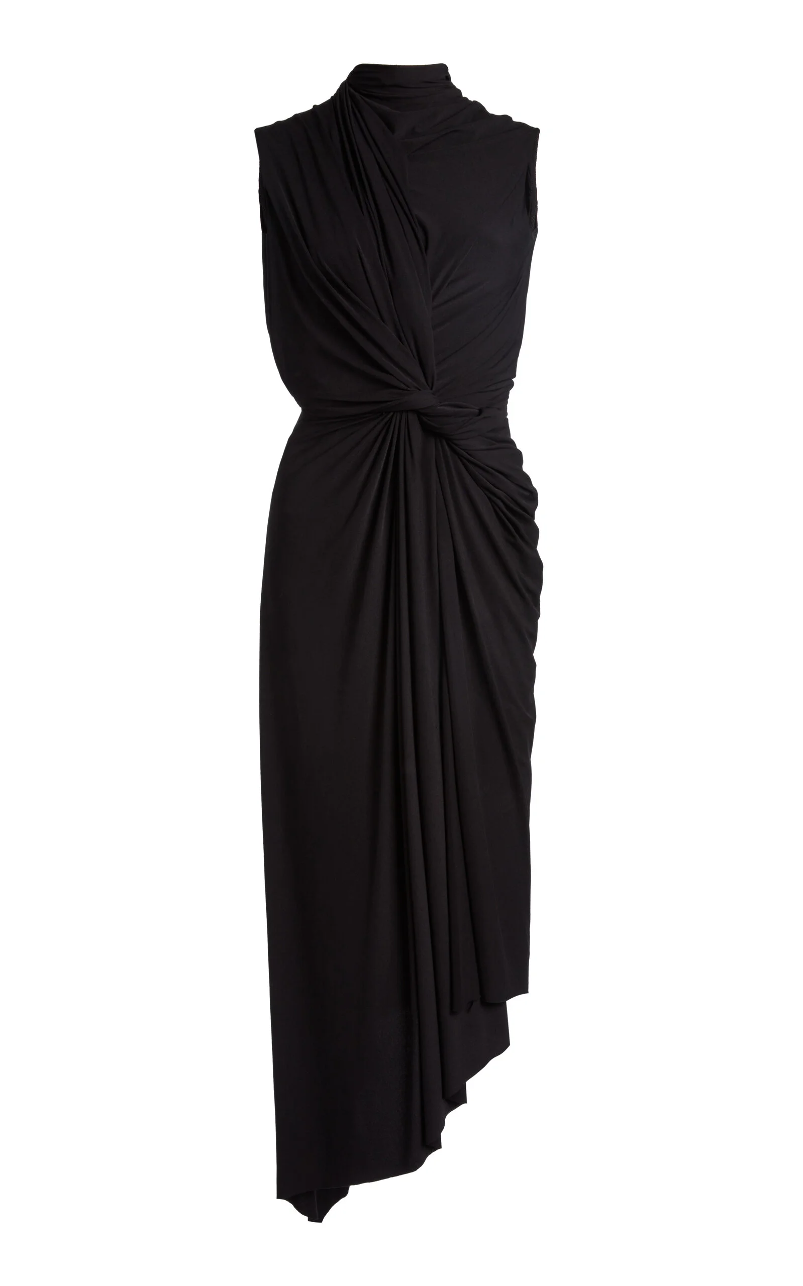 Draped Asymmetrical Jersey Dress black - 1