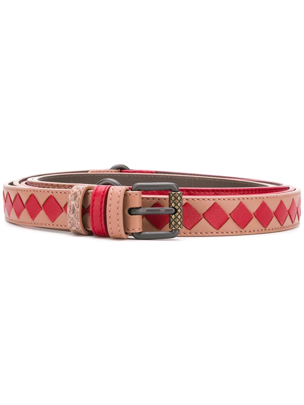 reversible Intrecciato weave and snake embossed belt - 1